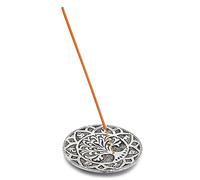 Ajuny Aluminium Incense Stick Holder Burner with Ash Catcher Round Metal Tree Mantra Style Tray with Holes for Sticks and Cones Aromatherapy Yoga Meditation Spa Fragrance Home Office Room Decor 10.5cm