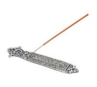 Ajuny Aluminum Incense Sticks Burner Ash Catcher Silver Finish Tibetan Style Incense Holder Meditation Accessories Spiritual Home Decor Fragrance Gifts