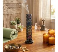 Ajuny Black Marble Incense Sticks Tower Burner with Elephant Carving - 10.5 Inch Round Decorative Soapstone Holder Ash Catcher for Tea Light Candles Yoga Meditation Fragrance Home Decor