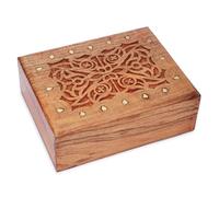 Ajuny Celtic Wooden Jewellery Box 9 x 7 Inch Hand Carved Keepsake Chest