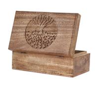 Ajuny Centre Tree Wooden Keepsake Box 10 x 6 Inch Carved Jewellery Box
