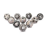 Ajuny Ceramic Knobs Handpainted Cupboard Drawer Door and Furniture Pulls for Kitchen Bathroom Dresser Decorative Handles Glossy Finishing Knob Brown and Black, Pack of 10