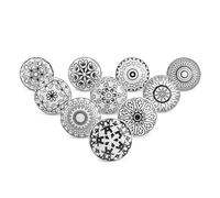 Ajuny Ceramic Knobs Set of 10 Black White Printed Cupboard Door Drawer Pull
