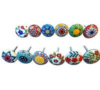 Ajuny Ceramic Knobs Set of 12 Multicolour Handpainted Cupboard Drawer Pulls