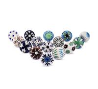 Ajuny Ceramic Knobs Set of 15 - Multicolour Hand-P