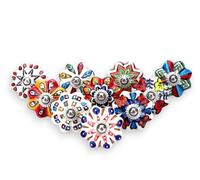 Ajuny Ceramic Pumpkin Knobs Set of 10 - Hand-Painted Multicolour Drawer Pulls & Cupboard Door Handles for Kitchen Cabinets, Bathroom, Dresser & Wardrobe - Decorative Dotted Pottery, Fixings Included