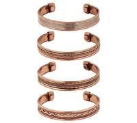 Ajuny Copper Bracelet for Men & Women - Pure Copper Adjustable Magnetic Bracelets Jewellery for Anniversary and Birthday Gifts - Set of 4 Copper Cuff Bangles for Arthritis Relief & Circulation
