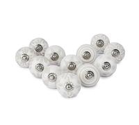 Ajuny Gray and White Ceramic Knobs for Cabinet Dresser Drawer and Furniture Hand Painted Antique Floral Cupboard Pull Knob (Gray and White, Pack of 12) Glossy Finish