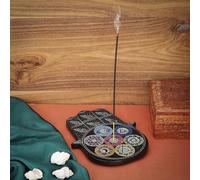 Ajuny Handmade Marble Soapstone Incense Holder - Hamsa Hand Carved Stick Burner for Meditation, Spiritual Décor, Yoga, Relaxation, Gift for Home & Office - 7.5x6 Inch