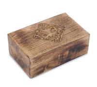 Ajuny Hand Carved Decorative Wooden Jewelry Box Celtic Centre Design Rustic Finish Keepsake Storage Travel Organizer Treasure Chest Trinket Holder Great for Gifts
