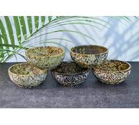 Ajuny Hand-Carved Soapstone Scrying and Smudge Bowl Floral Carving Design Round Heat-Resistant Table Household & Kitchen Decorative Gift (5 Inch)
