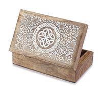 Ajuny Handmade Wooden Jewelry Box - 8x5 Inch Hand-Carved Keepsake Organizer with French Rope Design for Necklaces, Watches, and Trinkets - Unique Gift for Women