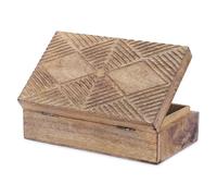 Ajuny Wooden Hand Carving Decorative Jewelry Box Line Design Chest Trinket Keepsake Multipurpose Jewellery Storage Organizer Antique Vintage Accessories Holder Boxes Great for Gifts - 8 X 5 Inch