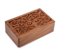 Ajuny Hand Carved Wooden Storage Box 10 x 6 x 3 Inch, Tree of Life Design Vintage Keepsake Trinket Treasure Chest, Multipurpose Decorative Jewellery Organiser Gift for Home Decor