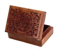 Ajuny Hand Crafted Wooden Decorative Jewellery Box - Tree Of Life Design Carved Multipurpose Handmade Treasure Chest Trinket Holder keepsake Storage Organiser Best Gift 8x5 Inch