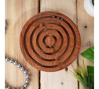 Ajuny Handcrafted Age 15+ Indian Wooden Round Labyrinth Ball Maze Puzzle Board Game Challenging Education Game, Brain Teaser for Kids, Adults