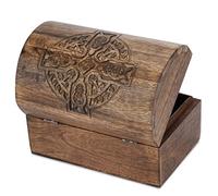 Ajuny Handcrafted Decorative Jewellery Storage Box With Cross Design Carvings Multipurpose Use As Jewellery Storage Keepsake Box Organizer Great For Gifts