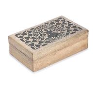 Ajuny Handcrafted Decorative Wooden Jewelry Box Buddha Tree Design Multipurpose Treasure Chest Jewellery Storage Organizer Trinket keepsake Earrings, Necklaces Watch Boxes, Great for Gifts - 8x5 Inch