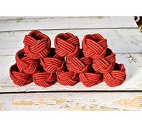 Ajuny Handcrafted Jute Red Napkin Ring Everyday Use Decorative 1.5" Napkin Holders - Set of 12 - For Table Décor, Dinner Party, Housewarming Gifts, Dining Parties Tabletop, Table Decoration