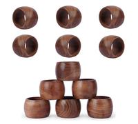 Ajuny Handcrafted Wooden Barrel Round Napkin Ring Sleek Plain Decorative 1.5 inch Napkin Holders for Table Décor Dinner Wedding Party Dining Parties Table Decoration Set of 12