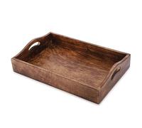 Ajuny Handcrafted Wooden Decorative Serving Tray Platter Plain Design for Food Snacks Fruits Breakfast Dinner Dining Versatile Use in Kitchen Bar Home Decoration 15x10 Inch