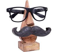 Ajuny Handcrafted Wooden Eyeglass Spectacle Holder - Handmade Mustache Design Eyewear Wood Display Stand, Specs Sunglasses Eyeglasses Goggles Stand Organizer for Office Desk Home Decor Gifts