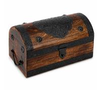 Ajuny Handcrafted Wooden Pirate Treasure Chest - Vintage Jewellery & Keepsake Box with Shell Strips, Large Decorative Trinket Storage Holder Organiser for Home Decor Gift, 11 x 6 Inch