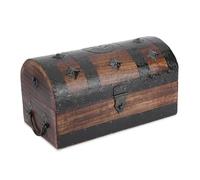 Ajuny Handcrafted Wooden Pirate Treasure Chest - Vintage Keepsake & Decorative Storage Box with Shell Strips, Large Jewelry & Trinket Holder Organizer Home Decor Gift 11x6 Inch