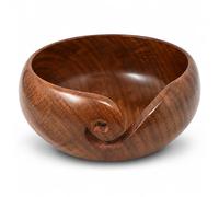 Ajuny Handmade Large Wooden Yarn Bowl Drill Holes Crochet Wool Ball Holder