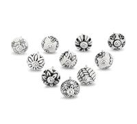 Ajuny Handpainted Ceramic Knobs Cupboard Drawer Door and Furniture Pulls Kitchen Cabinet Glossy Finishing Handles Pull Floral Knob (White and Black, Set of 10)