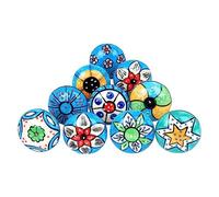 Ajuny Handpainted Ceramic Knobs Set of 10 Sky Blue for Cupboard Cabinets and Furniture Pulls for Kitchen Bathroom Dresser Drawers Pottery Decorative Knobs