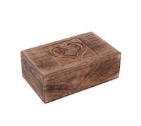 Ajuny Heart Carved Wooden Keepsake Box 10 x 6 Inch Mango Wood Chest