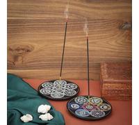 Ajuny Incense Stick Holder Ash Catcher Burner with 7 Chakra Design Set of 2
