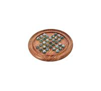Ajuny Indian Handcrafted Wooden Classic Solitaire Board Game With Assorted Marbles Board 9 Inches