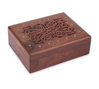 Ajuny Large Celtic Wooden Box for Jewellery, Watches, Trinkets Keepsakes Decorative Treasure Chest Organizer Memory Gift Ideas for Women and Mens - 9X7 Inch