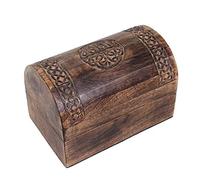 Ajuny Large Wooden Jewellery Box, Hand Carved Celtic Knot Keepsake Chest, Memory Trinket Storage Organiser for Accessories, Cufflinks, Coins, Keys, Rustic Gift, 7.5 x 4.5 x 4.5 Inch