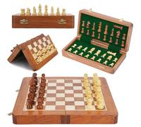 Ajuny Magnetic Travel Chess Set - Handcrafted Acacia Wood, Foldable Board with Elegant Storage Ages