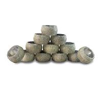 Ajuny Napkin Ring Holder - Handcrafted Beaded Round Decorative Napkin Rings for Dining Table Decor Wedding Party Dinner Set of 12, Silver