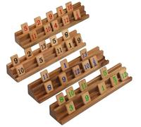 Ajuny Rummy Tile Board Game Set - 108 Number Tiles in Fabric Bag with 4 Wooden Racks | Classic Board Game for 2-4 Players, Fun Travel Game for Adults & Kids