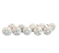 Ajuny Set of 10 Ceramic Knobs White and Gold Cupboard Door Drawer and Furniture Pulls for Kitchen Cabinets Bathroom Dresser Handmade Pottery Decorative Handles Knobs