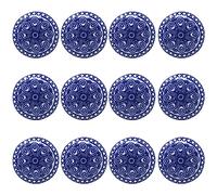 Ajuny Set of 12 Ceramic Knobs Blue White Printed Cupboard Door Drawer and Furniture Vintage Pulls for Kitchen Cabinets Bathroom Dresser Handmade Pottery Decorative Knobs