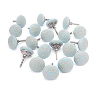 Ajuny Set of 20 Ceramic Knobs Light Turquoise for Dresser Drawers Chest Cupboard Bathroom Cabinet Kitchen and Furniture Handmade Vintage Handles Pull Decorative Knobs