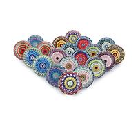 Ajuny Set of 20 Multicolor Flower Printed Ceramic Knobs Door Handle Cabinet Drawer Cupboard and Furniture Pulls for Kitchen Bathroom Glossy Finishing Pottery Decorative Knobs