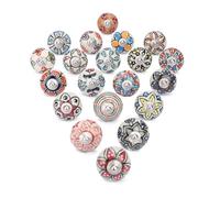 Ajuny Set of 20 Ceramic Knobs Multicolor Mix Dotted Hand Painted for Kitchen Cabinets Cupboards Dresser Drawers Chest Handmade Pottery Handles Pull Decorative Knobs