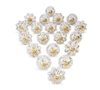 Ajuny Set of 20 Ceramic Knobs White and Gold Cupboard Door Drawers and Furniture Pulls for Kitchen Cabinets Dresser Handmade Pottery Decorative Knobs