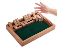 Ajuny Shut The Box - Fun Table Math Game with Wooden Board for Adults & Kids - 12 Spots Dice Game with 2+ Player Games - Ideal for Game Night, Travel