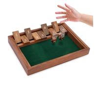Ajuny Shut The Box Game (1-2 Players) - Wooden Dice Math Game with 9 Flip Tiles | Educational Board Game for Kids & Adults | Tabletop Family Travel Fun - 11 Inch