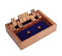 Ajuny Shut the Box Game (1-2 Players) - Wooden Dice Maths Game with 9 Flip Tiles, 10in/25cm Board - Educational Family Tabletop & Travel Game for Kids & Adults, Solid Wood Pub/Bar Classic