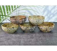 Ajuny Soapstone Smudge Bowl 5 Inch, Hand Carved Scrying Ritual Altar Dish