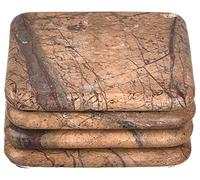Ajuny Stone Coaster Beautiful Crafted Decorative Tableware Accessories Coaster for Tea Cups Coffee Mugs and Water Glasses, Tabletop Protection for Any Table Type - Set of 4, 3.75x3.75 Inches